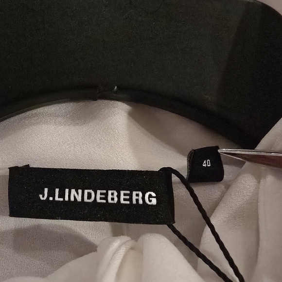 J. Lindeberg New White Tie Neck Cindy Jersey Blouse Shirt Womens US Size 8 - Picture 13 of 13